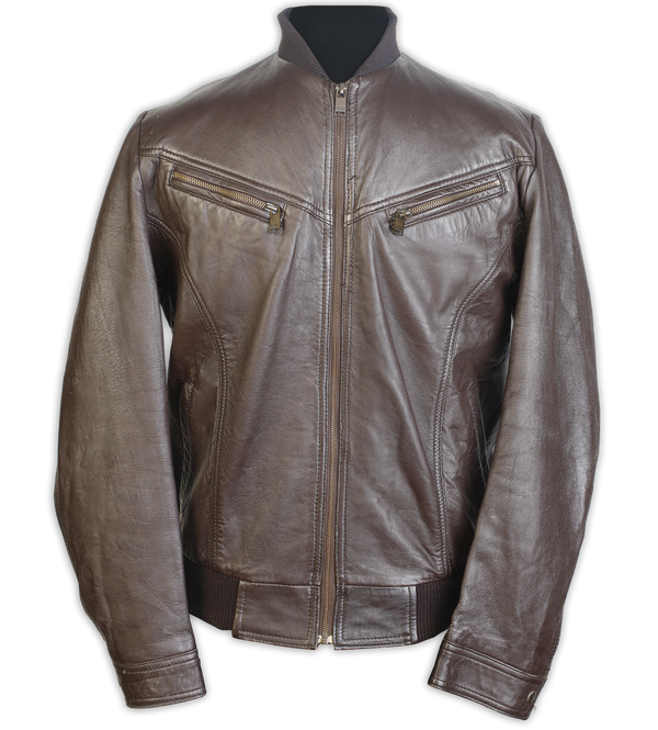 Men Brown Bomber Leather Jacket