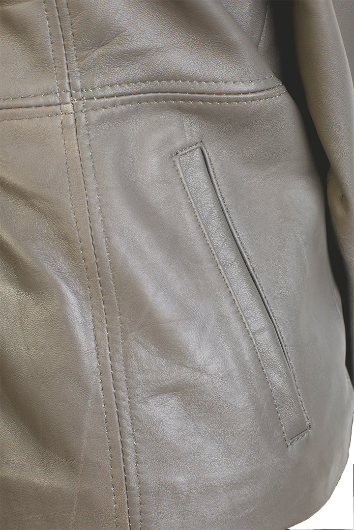 Grey Womens Aviator Jacket, pocket close up