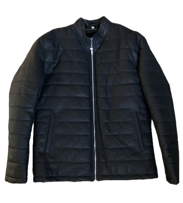 Men Leather Windbreaker design jacket, Front edited