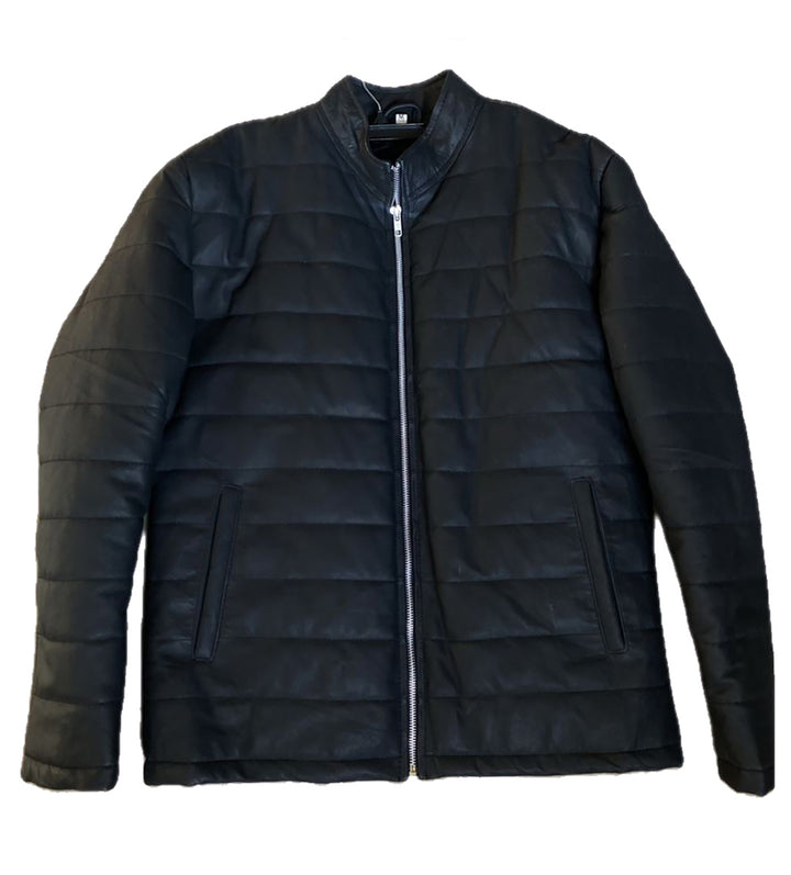Men Leather Windbreaker design jacket, Front edited