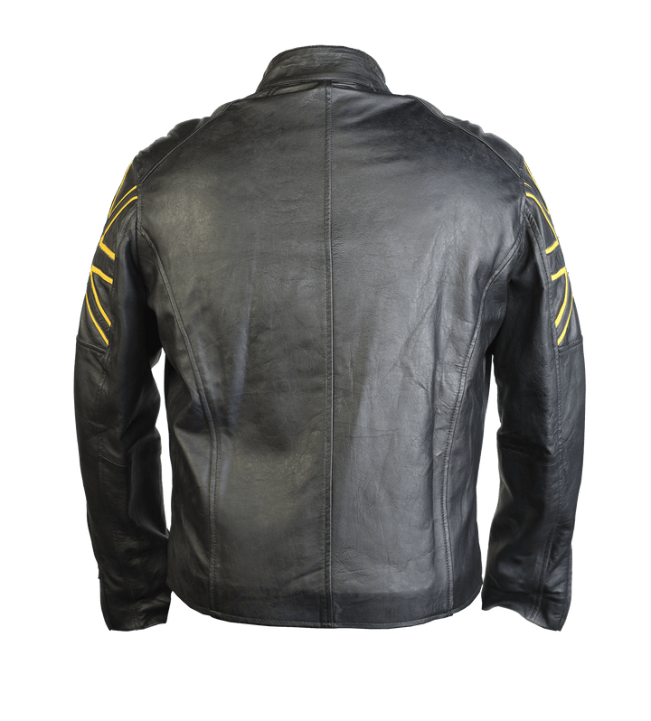 Mens Black Bomber Jacket Gold UK Flag Design, Back