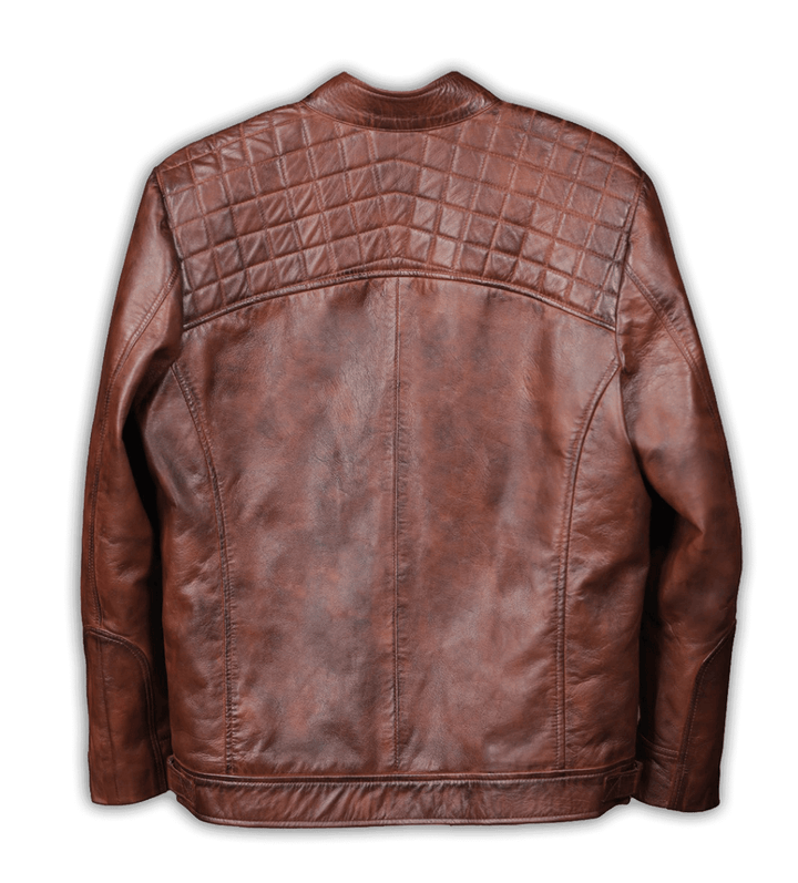 Mens Brown Quilted Bomber Jacket, Back