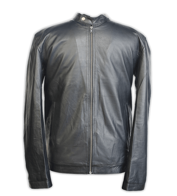 Mens Black Leather Aviator Jacket, Front