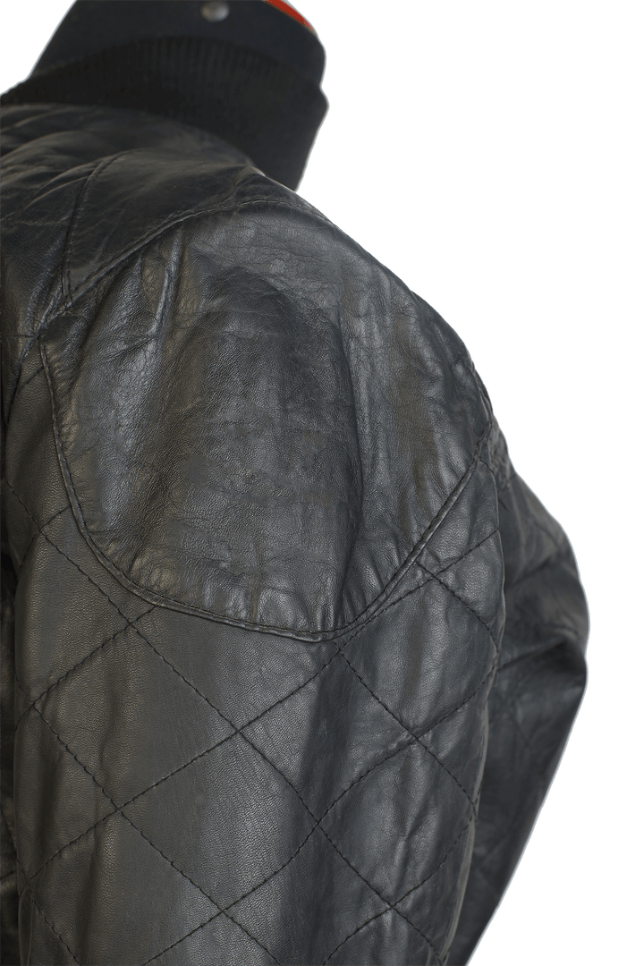 Women Bomber Jacket with Quilted Designs, front closeup