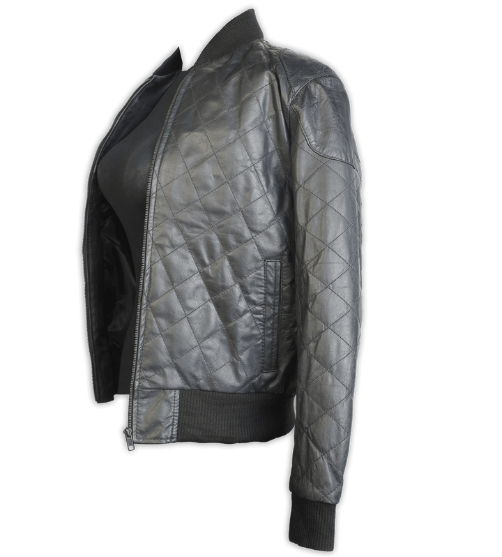 Women Bomber Jacket with Quilted Designs, side