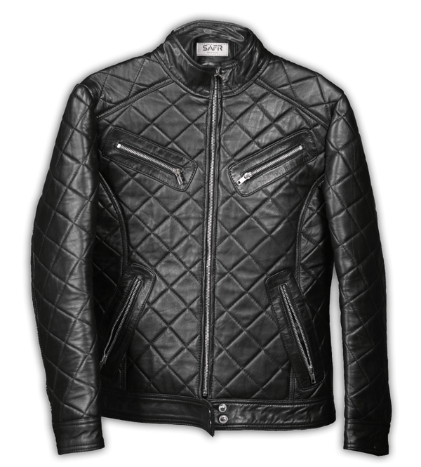 Womens Black Quilted Aviator Jacket, Front