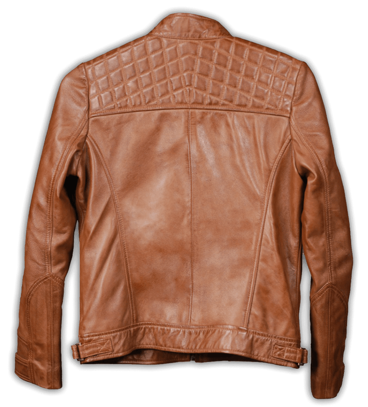 Womens Brown Quilted Bomber Jacket, Back