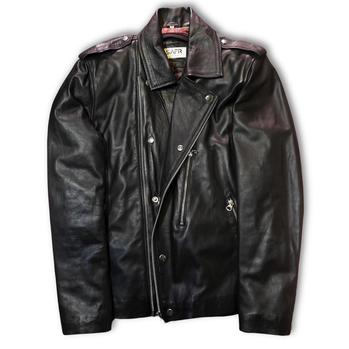 X1 Men's Motorcycle Racer Leather Jacket, Front