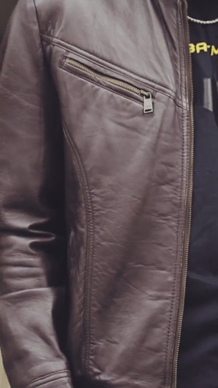 Men Brown Bomber Jacket - Model Video